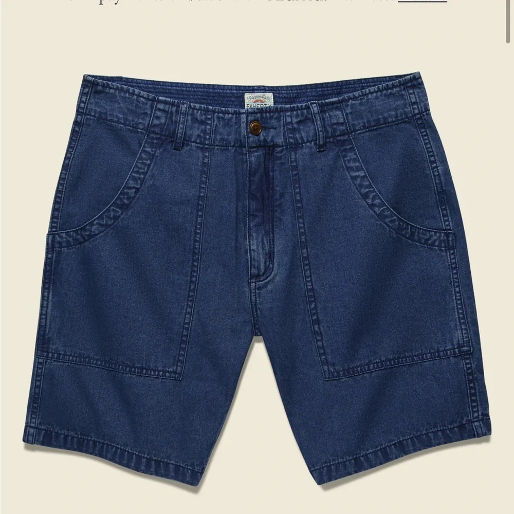 Faherty Indigo Blue Denim Patch-Pocket Shorts